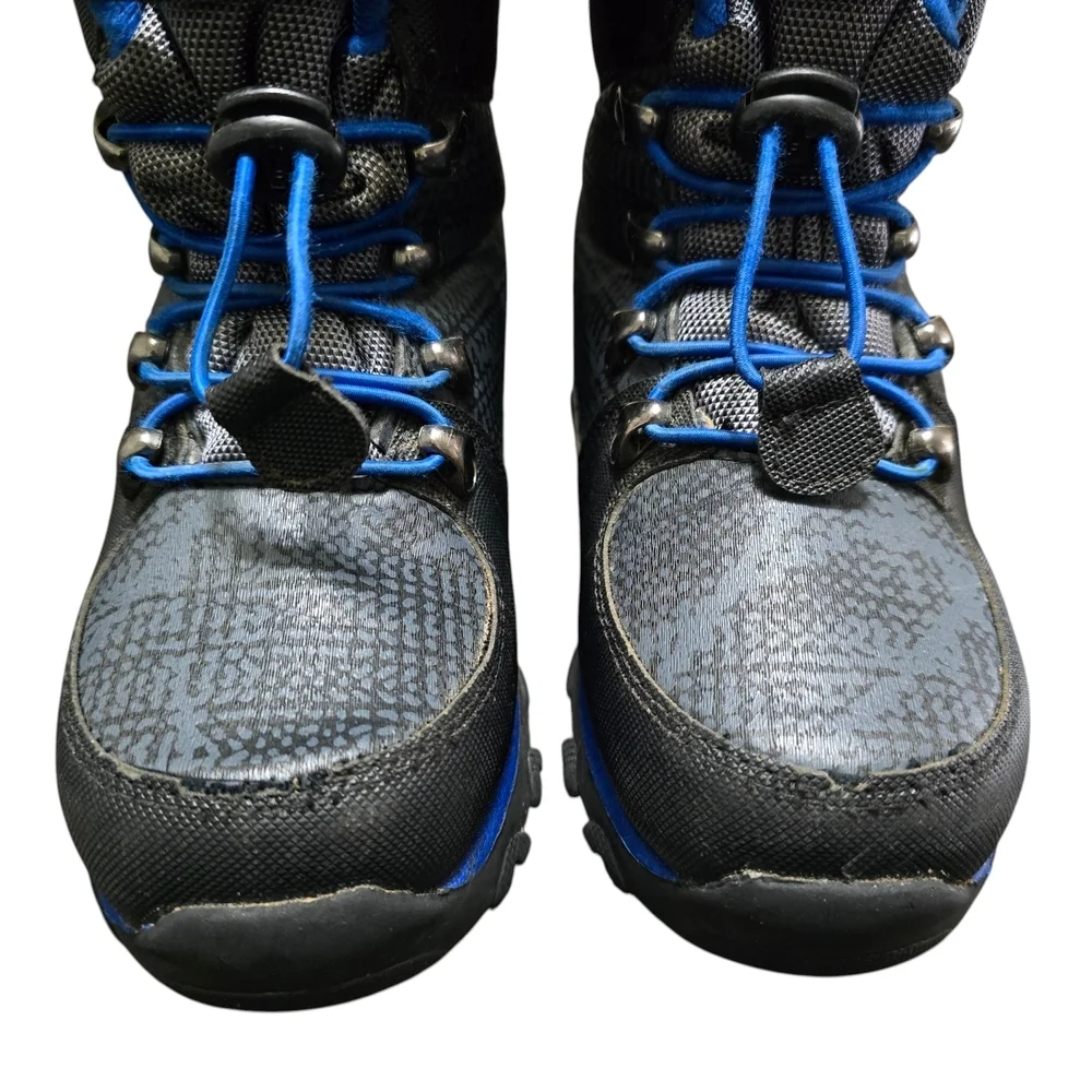 DSG Winter Snow Boots Boys Size 2 Kids Warm Insulated Black Blue Gray
